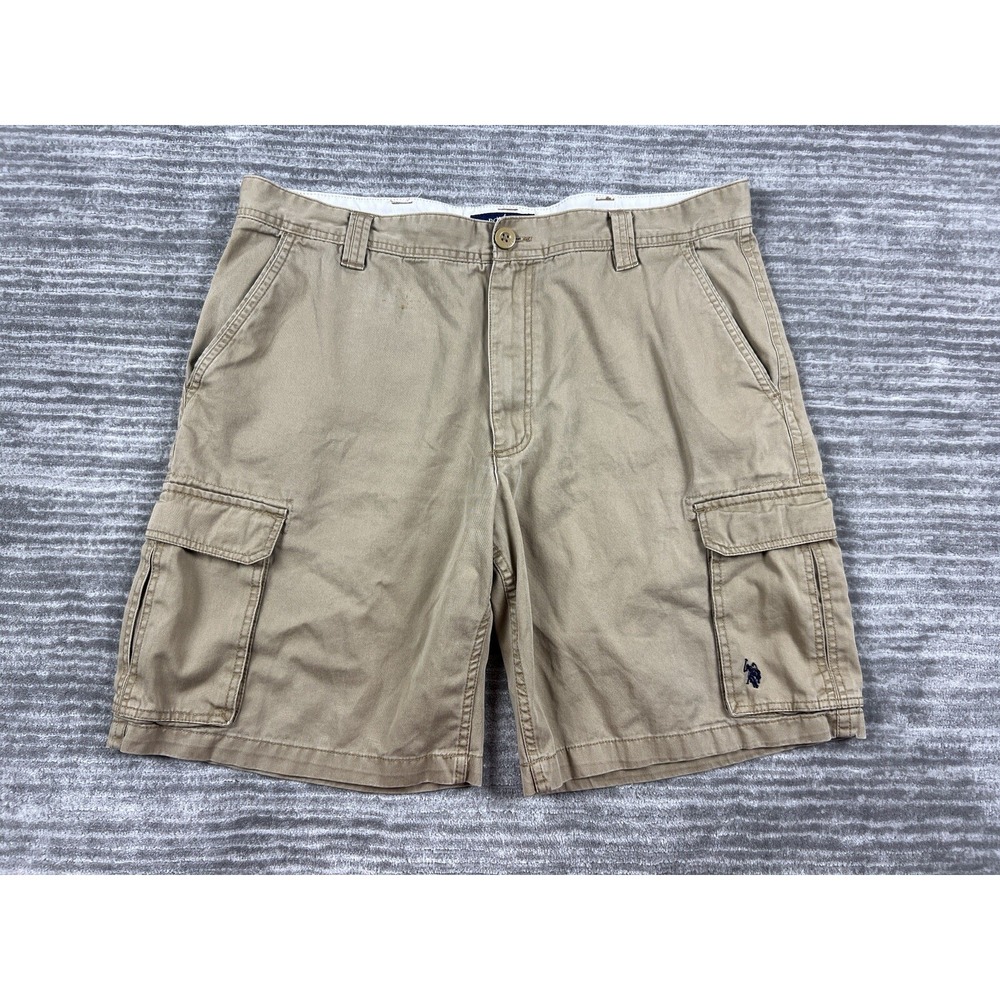 U.S. Polo Assn Cargo Short Men 40 Khaki Tan Cotton Twill Relaxed Utility 112966C